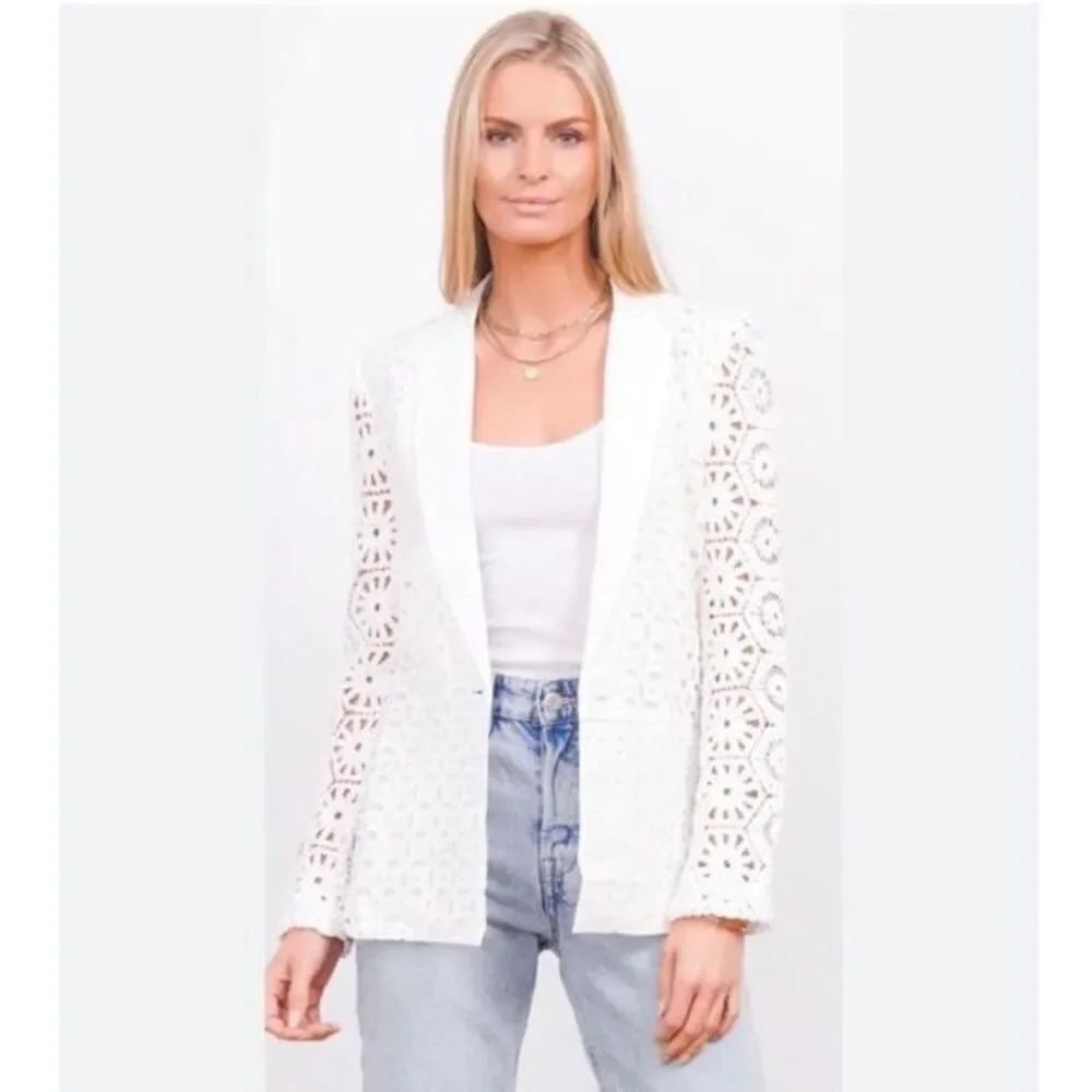Central Park West White Bianca Sz Small Blazer
